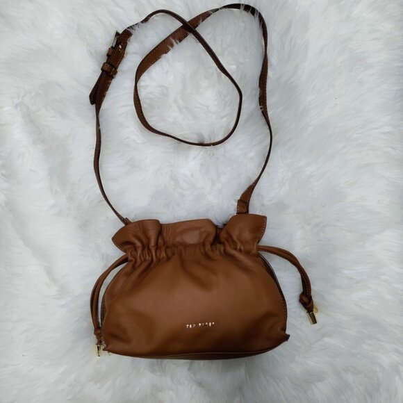 Ted Baker MYLOO Boho Brown Leather Drawstring Crossbody Bucket Bag - Picture 2 of 16